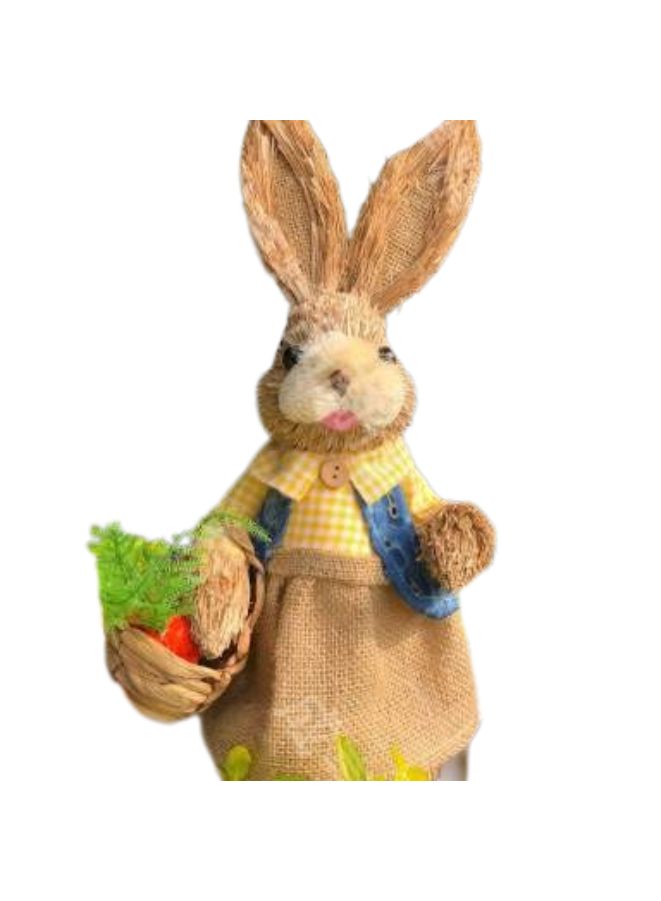 35cm Handmade Straw Rabbit Straw Bunny for Decoration Artificial Animal Home Furnishing Shop Decoration, Bunny 2 - Image 1