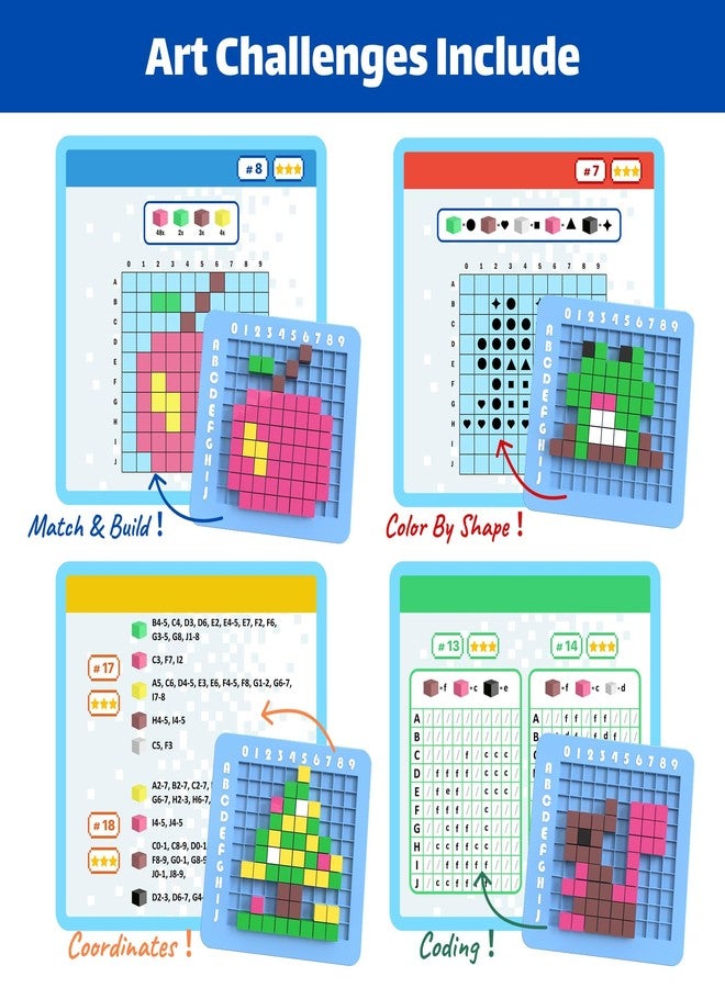CYOEST STEM Toys Pixel Art Kit for Kids - Arts and Crafts for Boys & Girls - Educational Science Kits & STEM Activities for Kids Ages 5-8-12 Gifts for 5, 6, 7, 8, 9, 10 Year Old - Brain Teasers Toy (Medium) - Image 3