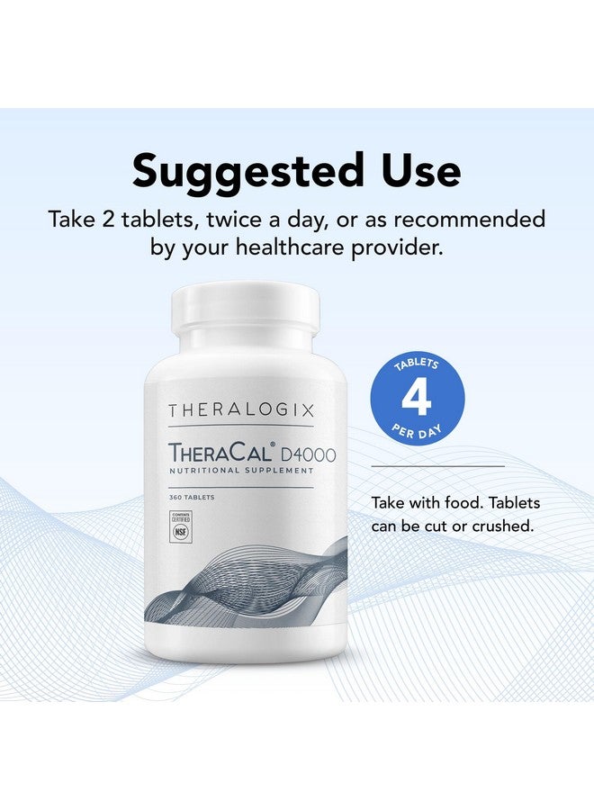Theralogix TheraCal D4000 - Bone Health Support Supplement with Calcium, Magnesium, Vitamin D3, Vitamin K2 & Boron* - 90-Day Supply - NSF Certified - 360 Tablets - Image 4