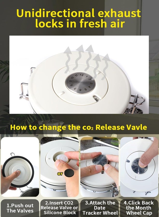 INFTYLE Stainless Steel Coffee Canister with Airtight Lid, 1.8 Liter, White, Food Storage Container with Date Tracker and Scoop for Grounds Coffee, Beans, Flour, Cereal, Sugar (1.8 Liters) - Image 4