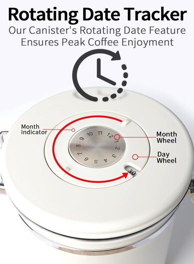 INFTYLE Stainless Steel Coffee Canister with Airtight Lid, 1.8 Liter, White, Food Storage Container with Date Tracker and Scoop for Grounds Coffee, Beans, Flour, Cereal, Sugar (1.8 Liters) - Image 3
