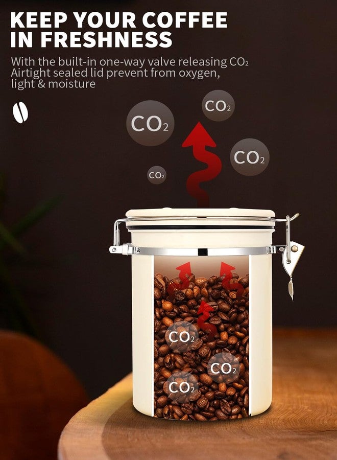 INFTYLE Stainless Steel Coffee Canister with Airtight Lid, 1.8 Liter, White, Food Storage Container with Date Tracker and Scoop for Grounds Coffee, Beans, Flour, Cereal, Sugar (1.8 Liters) - Image 5