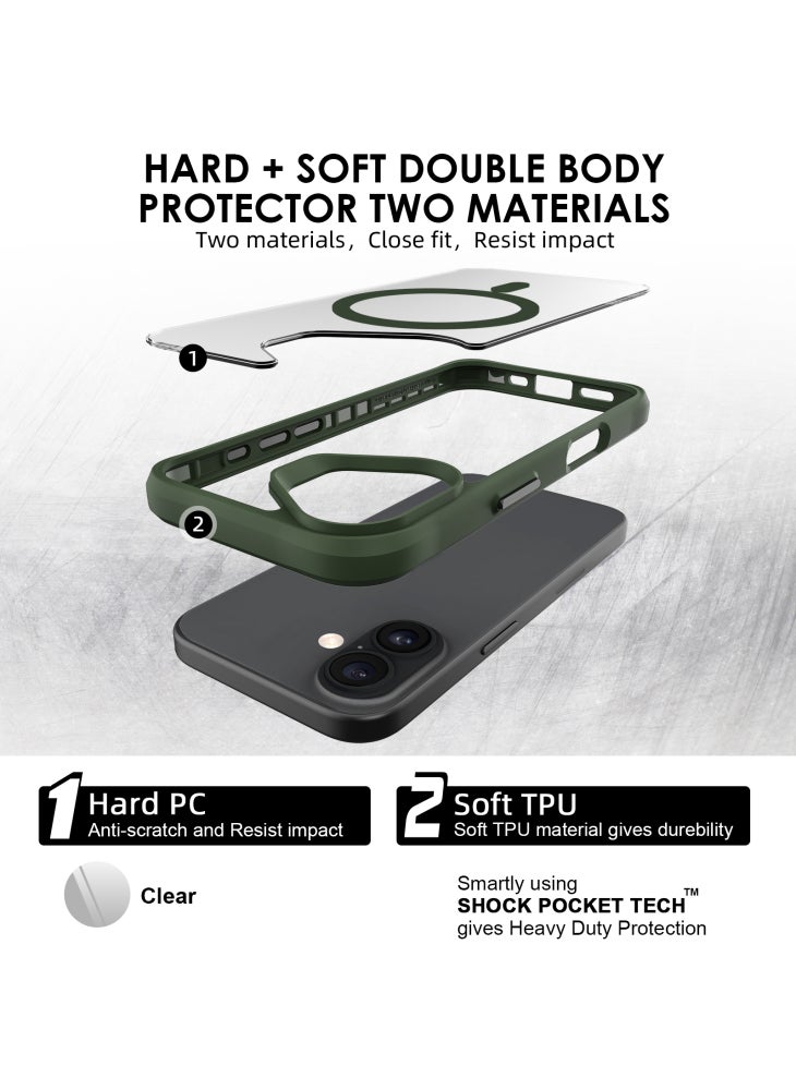 For iPhone 17 Case Compatible with MagSafe Hybrid Hard PC Soft TPU Shockproof Phone Cover - Green - Image 5