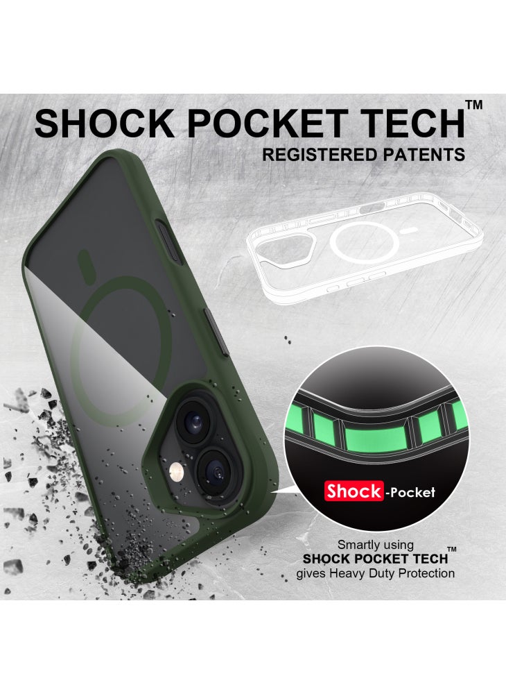 For iPhone 17 Case Compatible with MagSafe Hybrid Hard PC Soft TPU Shockproof Phone Cover - Green - Image 4
