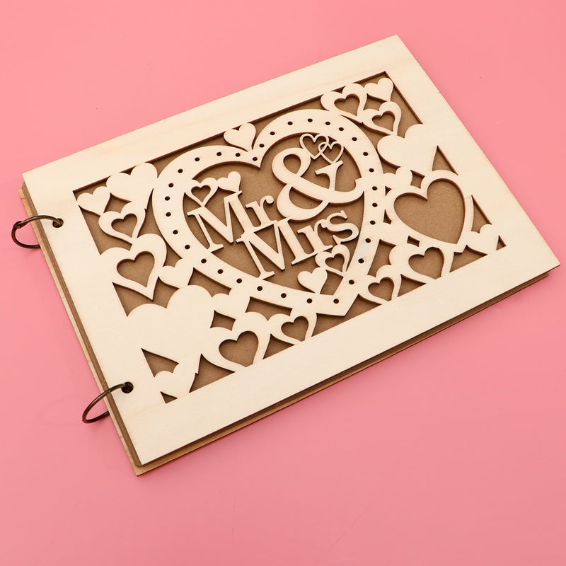 2 pcs Wedding Guestbook Hollow-out Guest Sign- Carving Guest Book Hollow-out Craft Notebook for Wedding Anniversary Proposal Use Heart Style - Image 1