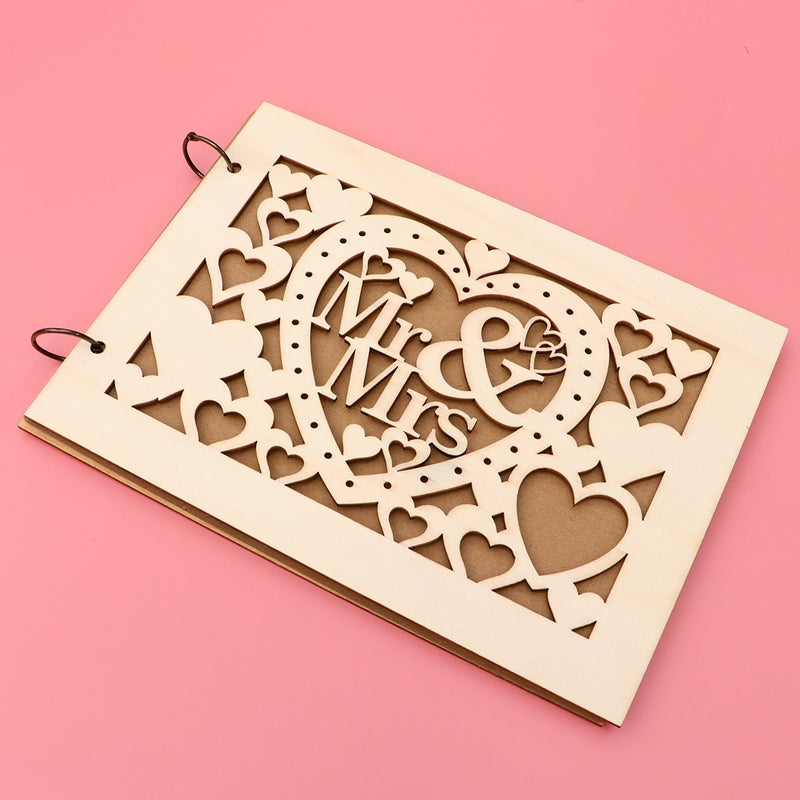 2 pcs Wedding Guestbook Hollow-out Guest Sign- Carving Guest Book Hollow-out Craft Notebook for Wedding Anniversary Proposal Use Heart Style - Image 5