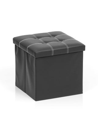 Livzing Foldable Ottoman with Lid - Multi-Functional Collapsible Footrest Stool Storage Box - Flip-Top Faux Leather Cube for Living Room - Black - pzsku/Z885CAF6BB33EAB82AF06Z/45/1752129905/5b7f45f5-6d98-4dc3-bfdf-144334d5eb57