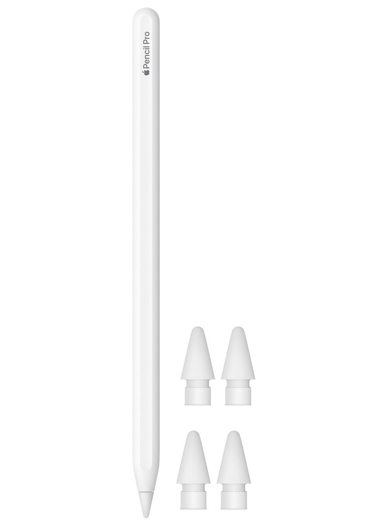 Apple Pencil Pro + 4 Replacement Tips (White) – Magnetic Charging, Precision Drawing & iPad Compatible - Image 1