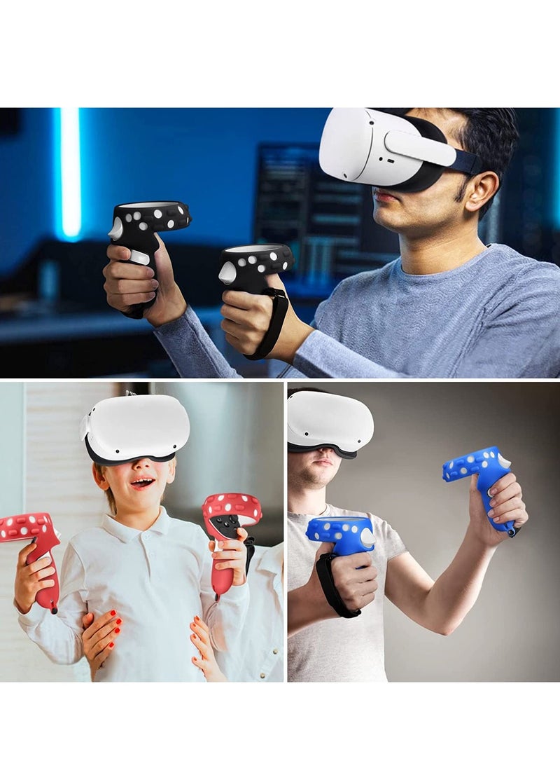 Touch Controller Grip Cover Compatible with Meta/Oculus Quest 2, Full Coverage Anti-Throw Handle Protecting Sleeve Oculus Quest 2 Accessories with Adjustable Knuckle Strap (Black) - Image 4