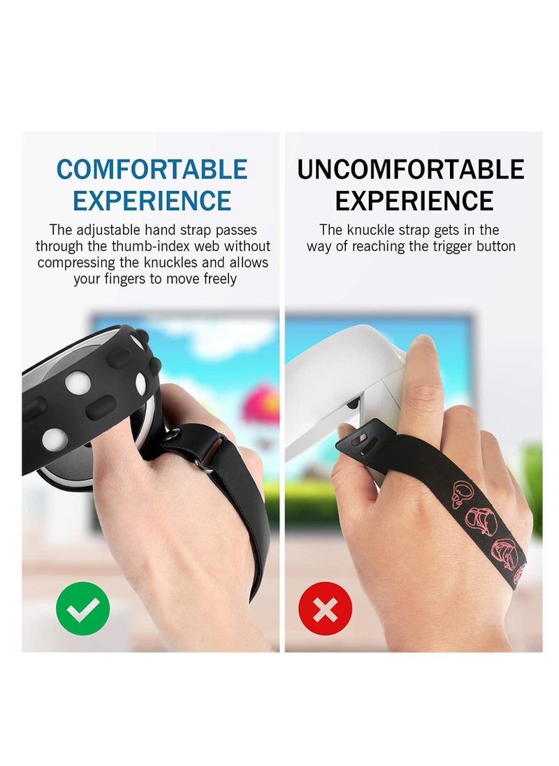 Touch Controller Grip Cover Compatible with Meta/Oculus Quest 2, Full Coverage Anti-Throw Handle Protecting Sleeve Oculus Quest 2 Accessories with Adjustable Knuckle Strap (Black) - Image 5