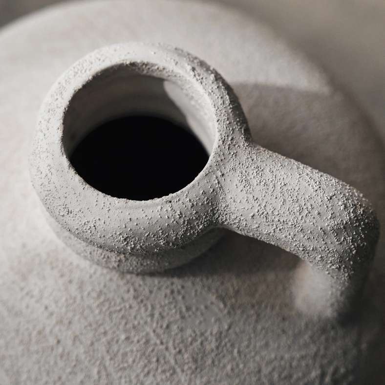Pan Home Brizo Stoneware Vase With Handle 10x10x11cm - White - 112AIC9903770 - Image 2