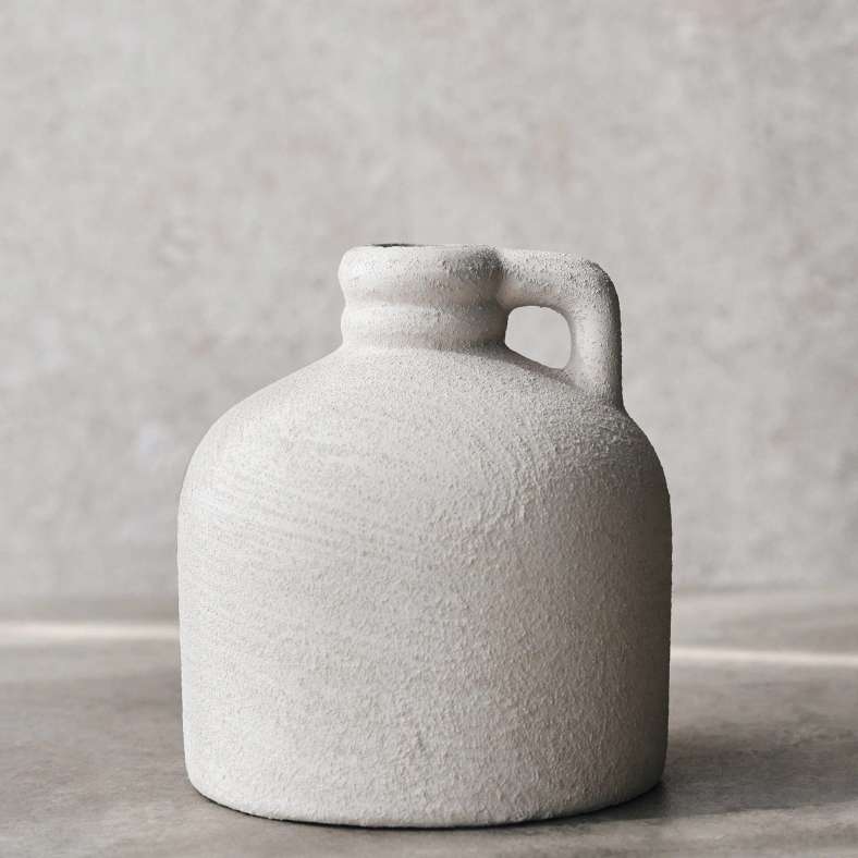 Pan Home Brizo Stoneware Vase With Handle 10x10x11cm - White - 112AIC9903770 - Image 5