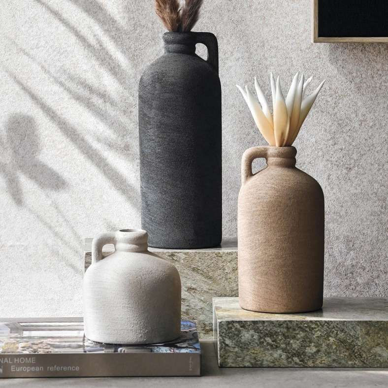 Pan Home Brizo Stoneware Vase With Handle 10x10x11cm - White - 112AIC9903770 - Image 4