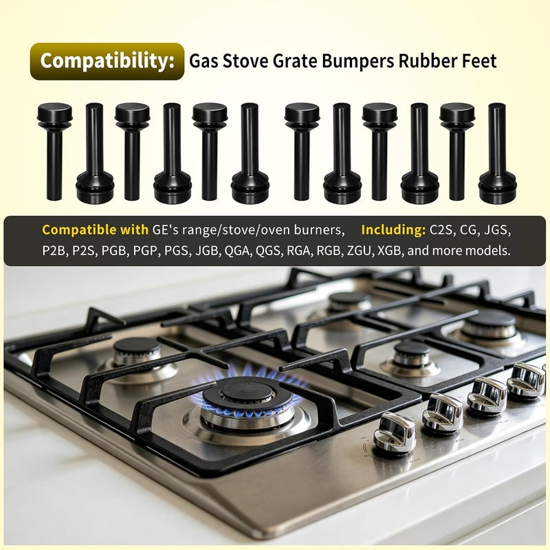 AQBB WB02X24790 Grate Rubber Feet Compatible With GE Gas Stove Top Range Grate Foot Rubber Pads GE Stove Parts Rubber Grate Bumpers Stove Replacement Cooktop Grate Foot 12 Pack Affordable purchase options - Image 4