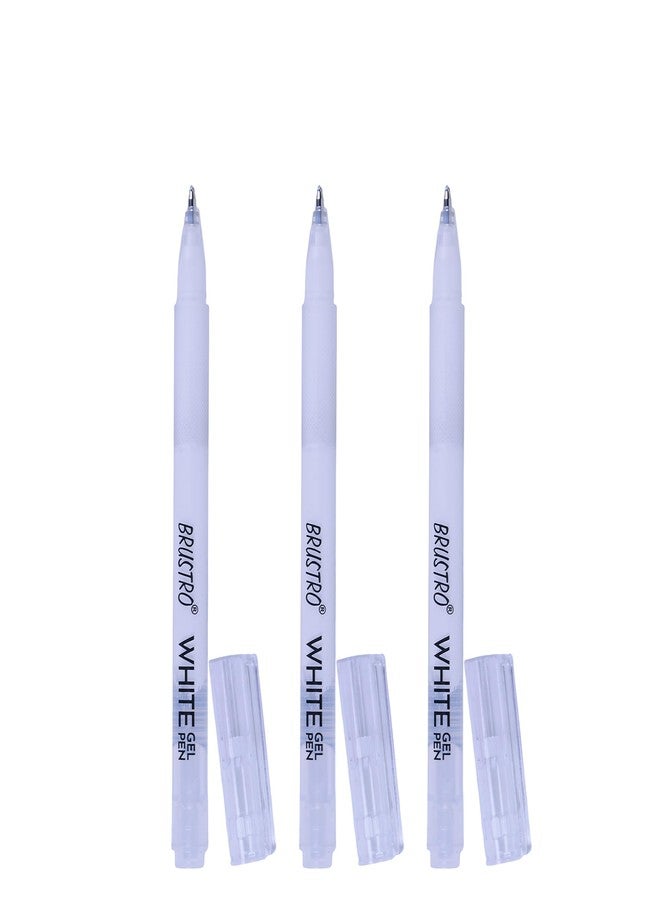 BRUSTRO White Gel Pen | Tip size -1 mm|Pack of 3 | Ideal for Students and Adults, Drawing, Mandala Arts, Students, Office Use, Writing, Pen Set - Image 2