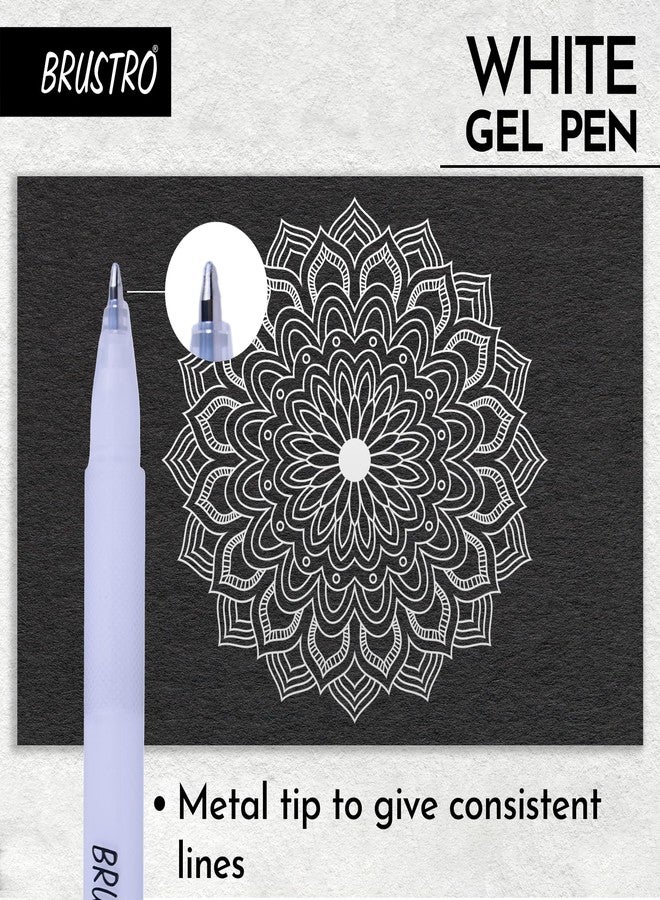 BRUSTRO White Gel Pen | Tip size -1 mm|Pack of 3 | Ideal for Students and Adults, Drawing, Mandala Arts, Students, Office Use, Writing, Pen Set - Image 3