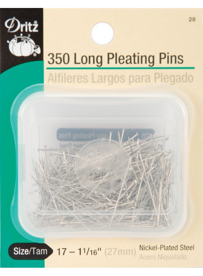 Dritz 28 Pleating Pins, Long, 1-1/16-Inch (350-Count), Nickel - Image 2