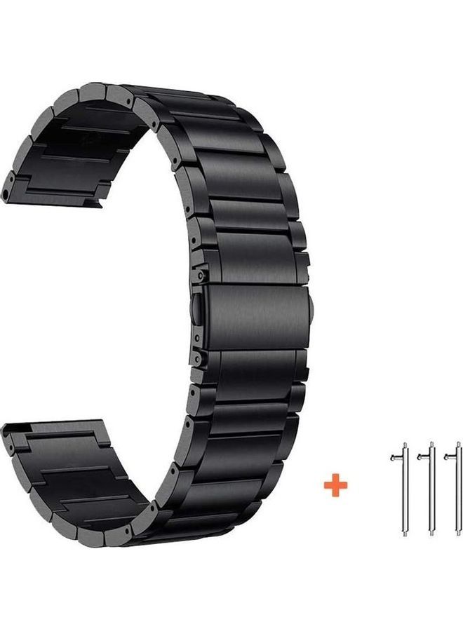 NIBEMINENT Classic Stainless Steel Strap Smartwatch Band For Samsung 44mm/Huawei GT2/Gear 3/Honor Magic 2 Black - Image 2