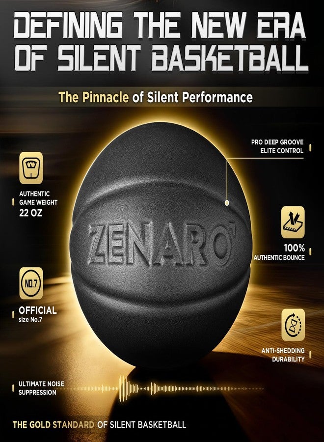 Zenaro Pro Silent Basketball Perfected - Size 7 (29.5”), Non-Compressed, 3D Sculpted Groove for True Bounce & Control, Real Game-Weight Indoor Basketball, Durable Airless Foam, Premium Gift Box - Image 3