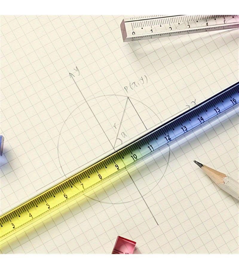 Multi Color Gradient Square Ruler 15cm Transparent Protractor For Geometry Drawing - Image 4