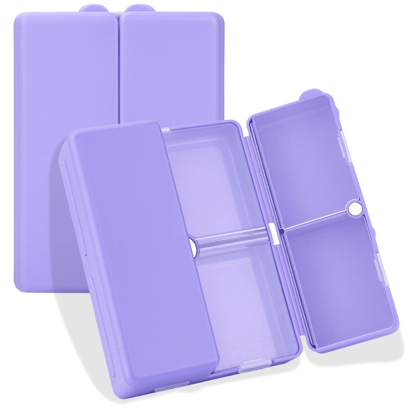 FYY Daily Pill Organizer,7 Compartments Portable Pill Case Travel Pill Organizer,[Folding Design] Large Pill Box for Purse Pocket to Hold Vitamins,Cod Liver Oil,Supplements and Medication-Purple - Image 1