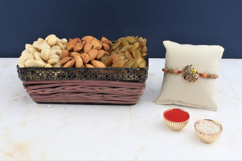 SFU E Com Rakhi With Dry Fruit Hamper For Rakshabandhan Gift | Dry Fruit Hamper For Brother | Dry Fruit Basket Hamper | 004 - Image 1