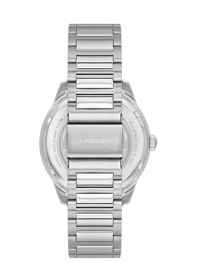 U.S. Polo Assn. U.S. Polo Assn. Fundamental 42mm Bold Black Dial Watch with Silver & Rose Gold Accents and Stainless Steel Band - USPA1087-04, Distinctive Style  - Image 3