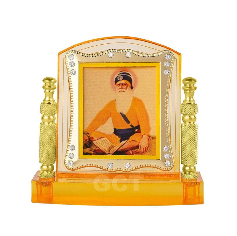 GCT Baba Deep Singh Ji (J001-6-A) Sikh Religious Acrylic Frame for Car Dashboard (L*B*H- 3.3 x 1.2 x 3.3 Inches) - Image 1