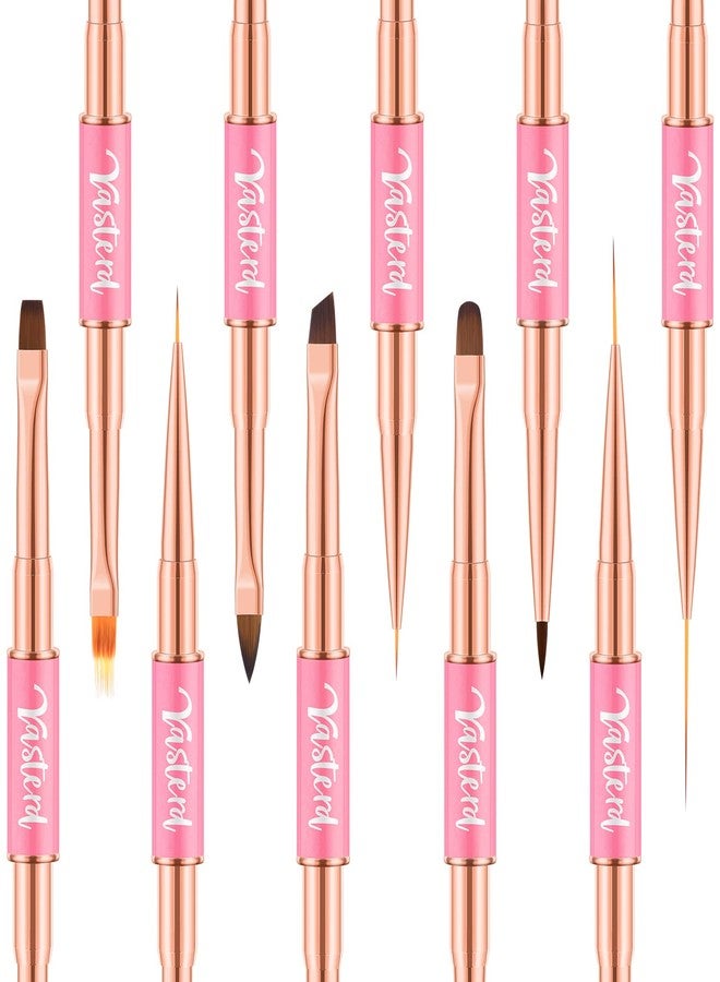 Yasterd Nail Art Brushes Set 5pcs Double-Ended Nail Brushes for Nail Art with Nail Extension Gel Brush, Builder Gel Brush, Nail Art Liner Brush - Image 2