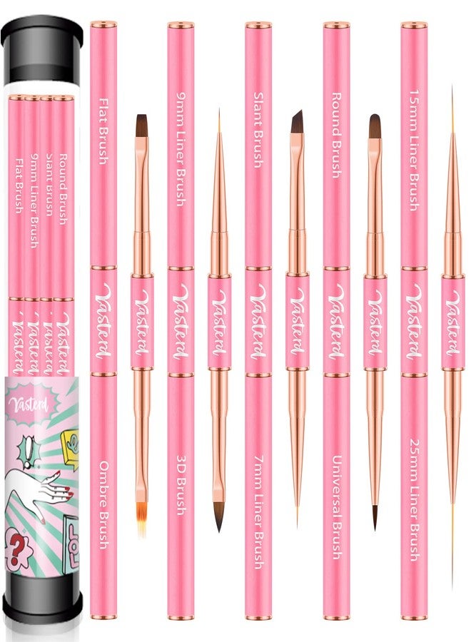 Yasterd Nail Art Brushes Set 5pcs Double-Ended Nail Brushes for Nail Art with Nail Extension Gel Brush, Builder Gel Brush, Nail Art Liner Brush - Image 1