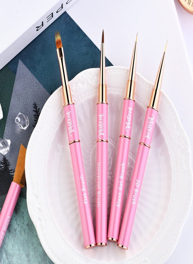 Yasterd Nail Art Brushes Set 5pcs Double-Ended Nail Brushes for Nail Art with Nail Extension Gel Brush, Builder Gel Brush, Nail Art Liner Brush - Image 5