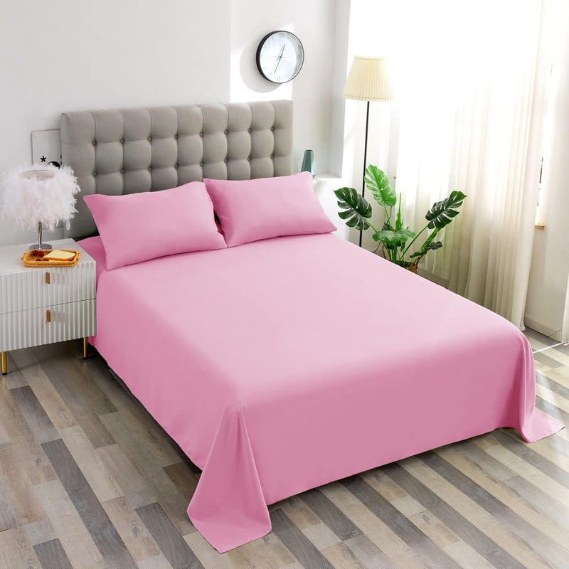Ghooss Pink Bed Sheet Set with Deep Pocket,Super Soft Microfiber Bedding-Breathable,Warm,Wrinkle,Fade Free,Hypoallergenic 4 Piece Bedding Sheet Sets(Queen,Pink) - Image 2