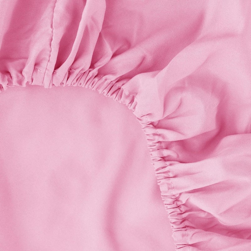 Ghooss Pink Bed Sheet Set with Deep Pocket,Super Soft Microfiber Bedding-Breathable,Warm,Wrinkle,Fade Free,Hypoallergenic 4 Piece Bedding Sheet Sets(Queen,Pink) - Image 4