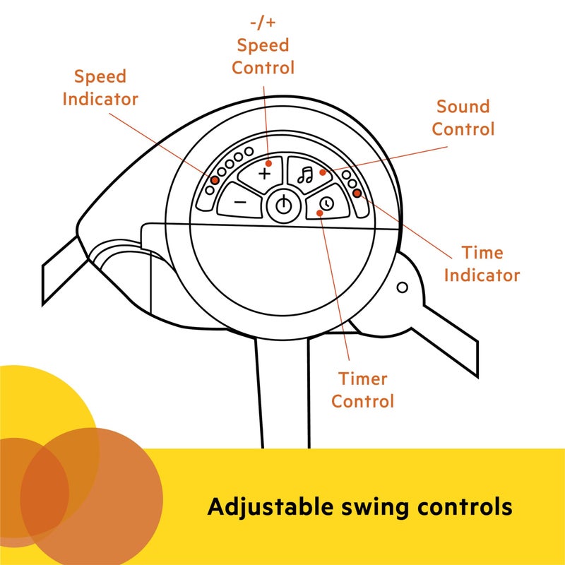 Bright Starts Portable Automatic 6-Speed Baby Swing with Adaptable Speed, Taggies, Music, Removable-Toy-Bar, 0-9 Months 6-20 lbs (Whimsical Wild) - Image 3