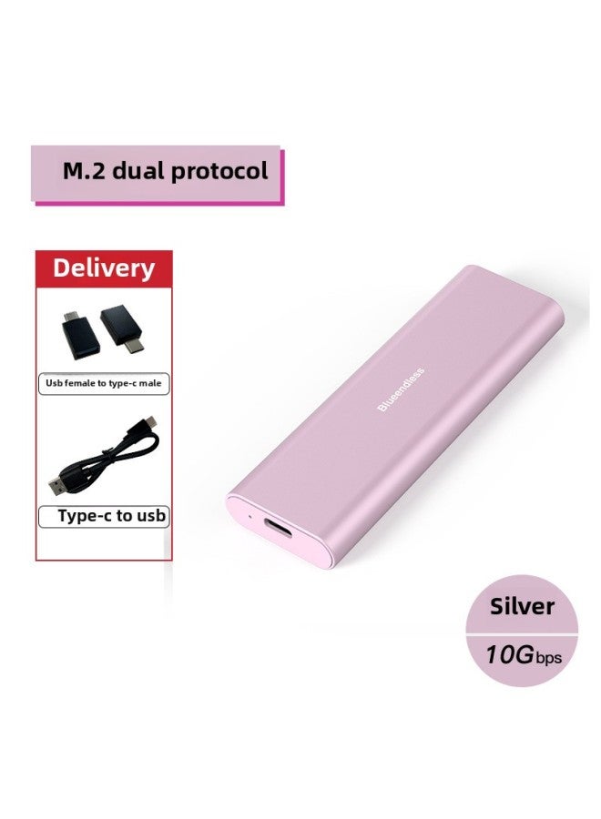 M.2 Dual Protocol Solid State Hard Disk Box Sata/nvme Mobile Hard Disk Box Computer External Type-c Reader-Color:Dual Protocol Pink