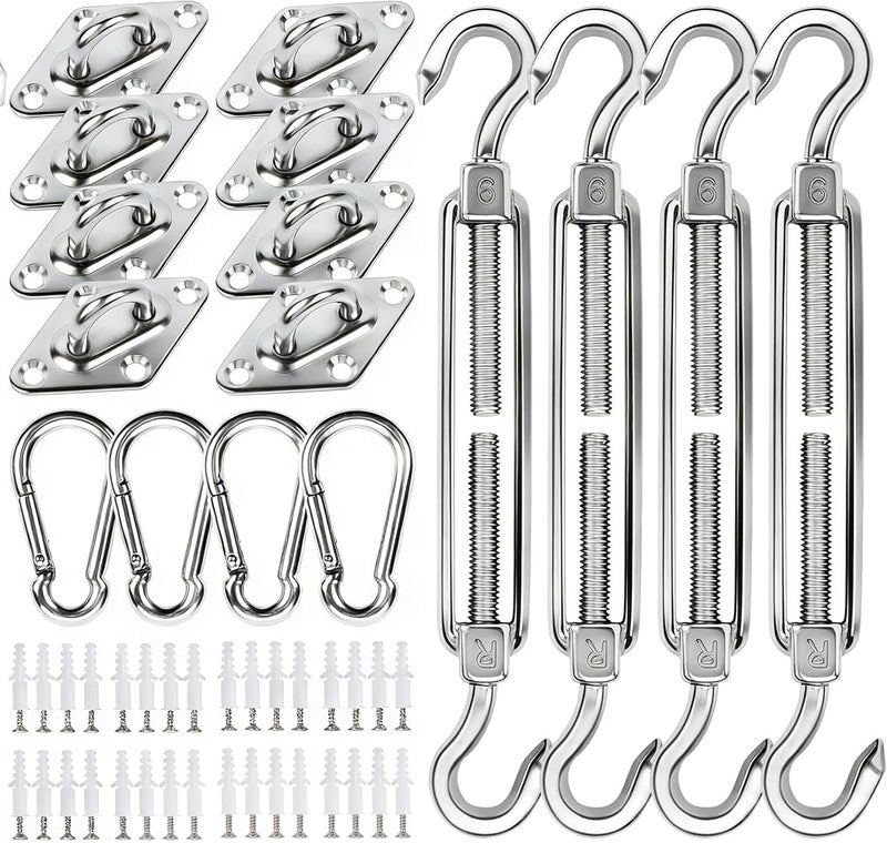 YOFIT Shade Sail Hardware Kit 6 inch for Triangle Rectangle Sun Shade Sail Installation, 304 Grade Stainless for Garden Outdoors, 80 Pcs - Image 1