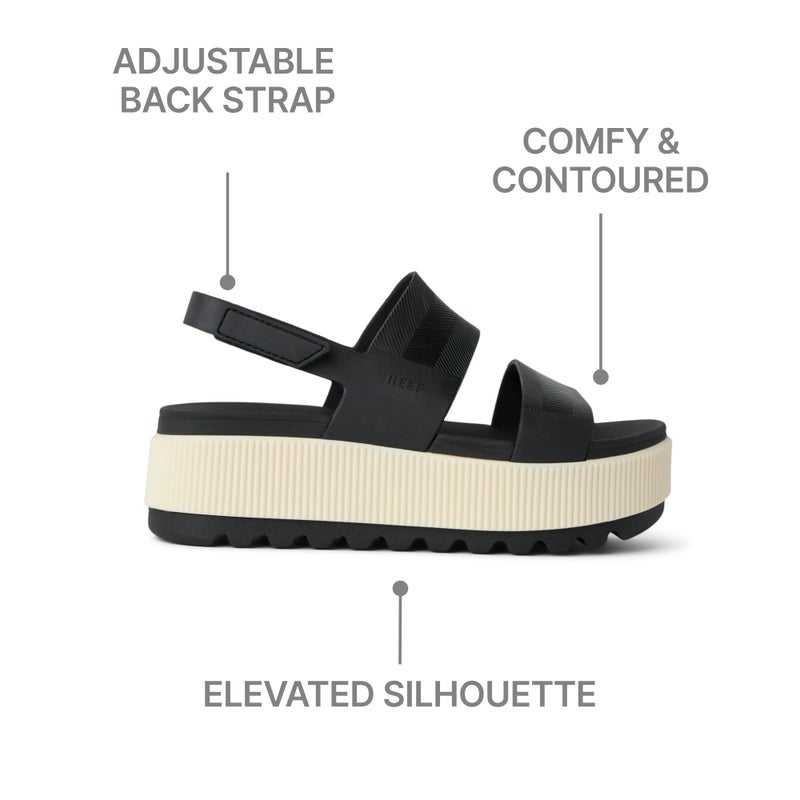 REEF Women's Water Vista Higher Platform Sandal, Water Friendly, Adjustable Strap, Black Vintage, 7 - Image 5