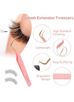 Ms.Queen Lash Tweezers For Eyelash Extensions,Fiber Tip Master Volume Lash Extension Tweezers With Diamond Grip  - Image 2
