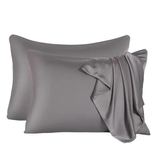 2 PCS MULBERRY SILK PILLOWCASE FOR HAIR AND SKINCOOLING SILK PILLOW CASE WITH HIDDEN ZIPPERALLERGEN PROOF DUAL SIDES SOFT BREATHABLE SMOOTH SILK PILLOW COVER FOR WOMENQUEEN2PCSDARK GRAY