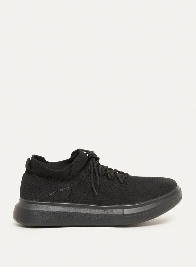 Textured Lace Up Platform Sole Sneakers