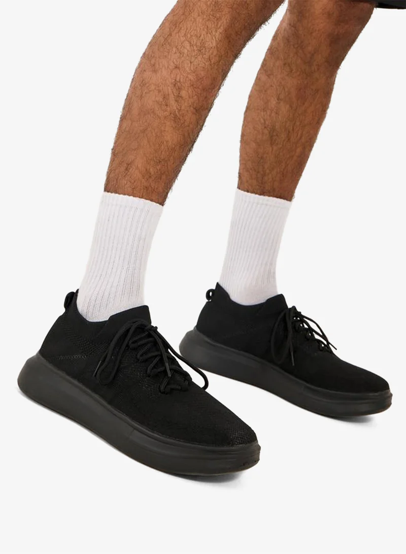 Styli Active Textured Lace Up Platform Sole Sneakers