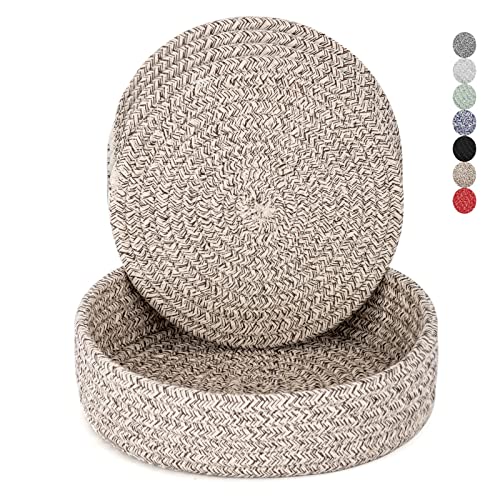 Trivets for Hot Dishes Pots and Pans Hot Pads with Storage Basket Pot Holders for Kitchen Heat Resistant Mat Protect Counter Home Essentials Farmhouse Decor Brown 4 PCS