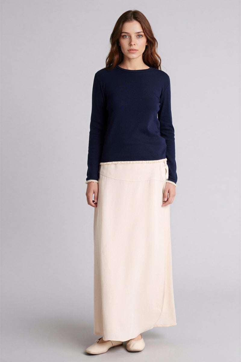 DeFacto Blue Woman Slim Fit Long Sleeve Blouse Casual - Image 2