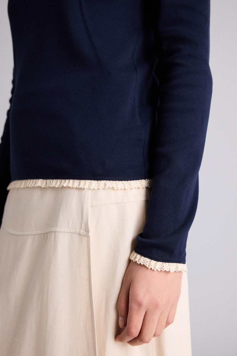 DeFacto Blue Woman Slim Fit Long Sleeve Blouse Casual - Image 4