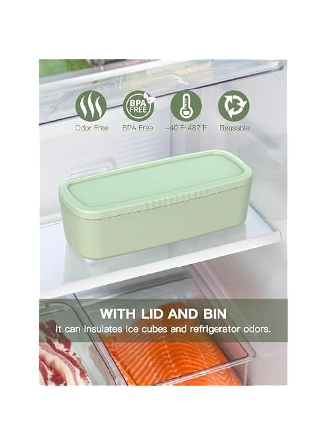 هوكور صينية مكعبات ثلج لأكواب الأكواب، 3 قطع قالب ثلج أسطواني من السيليكون مع غطاء وصندوق للمجمد، لتبريد المشروبات، العصير، الويسكي، الويسكي، الكوكتيل، القهوة، صانع ثلج سهل التعبئة والتحرير، هدايا صيفية (أخضر) - Image 5