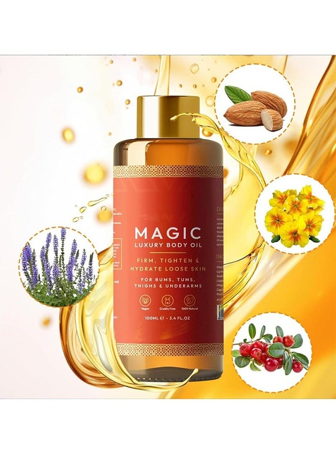 West&Month Magic Luxury Body Oil - 100ml, Plumps, Tightens, Firms and Hydrates Skin, Arms, Chest, Thighs and Tums, Besque Magic Body Firming Oil, Magic Luxury Body Oil, Suitable for Full Body Use  - Image 2