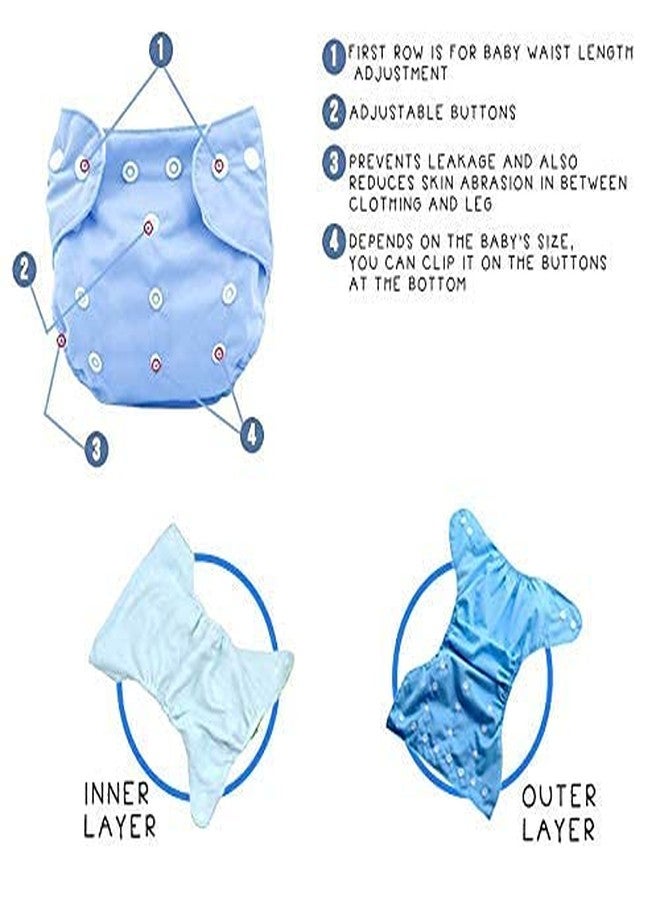 Pindia 4 Pc Plain Wet Free Adjustable Washable Cloth Diaper Nappies For Babies - Random - Image 5