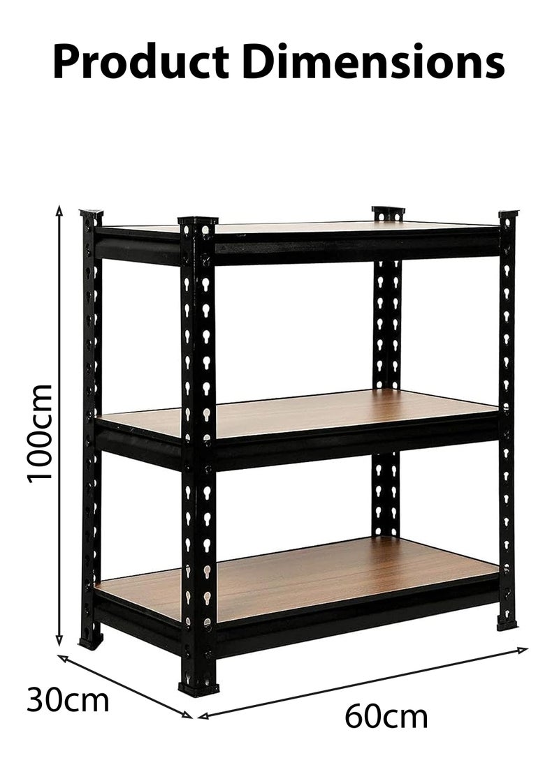 DBLEW - Adjustable 3 Layer Metal Rack Shelf Heavy Duty 3 Tier Shelving Unit Storage Organizer Boltless Utility Display Rack Tool and Equipment Shelf for Garage Home Office Kitchen Bathroom Warehouse Includes Rubber Hammer 60x100x30cm - Image 1