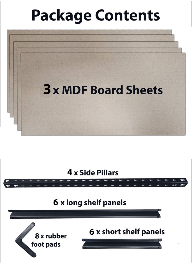 DBLEW - Adjustable 3 Layer Metal Rack Shelf Heavy Duty 3 Tier Shelving Unit Storage Organizer Boltless Utility Display Rack Tool and Equipment Shelf for Garage Home Office Kitchen Bathroom Warehouse Includes Rubber Hammer 60x100x30cm - Image 1
