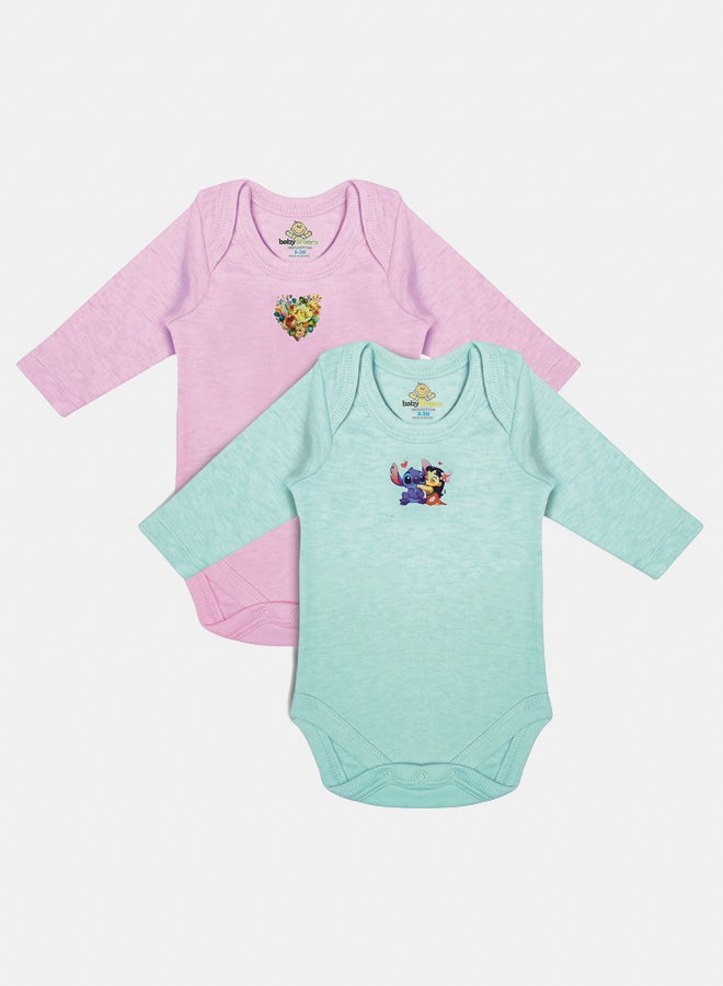 Baby Unisex Printed Long Sleeves Cotton Bodysuit (Pack Of 2)